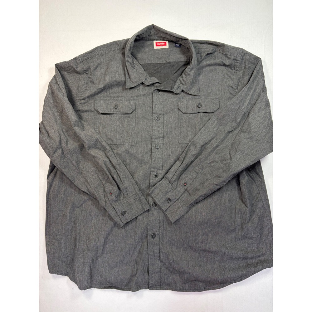 Wrangler Mens 3XL Long Sleeve Button Down Shirt Gray Heather Stretch 112324404